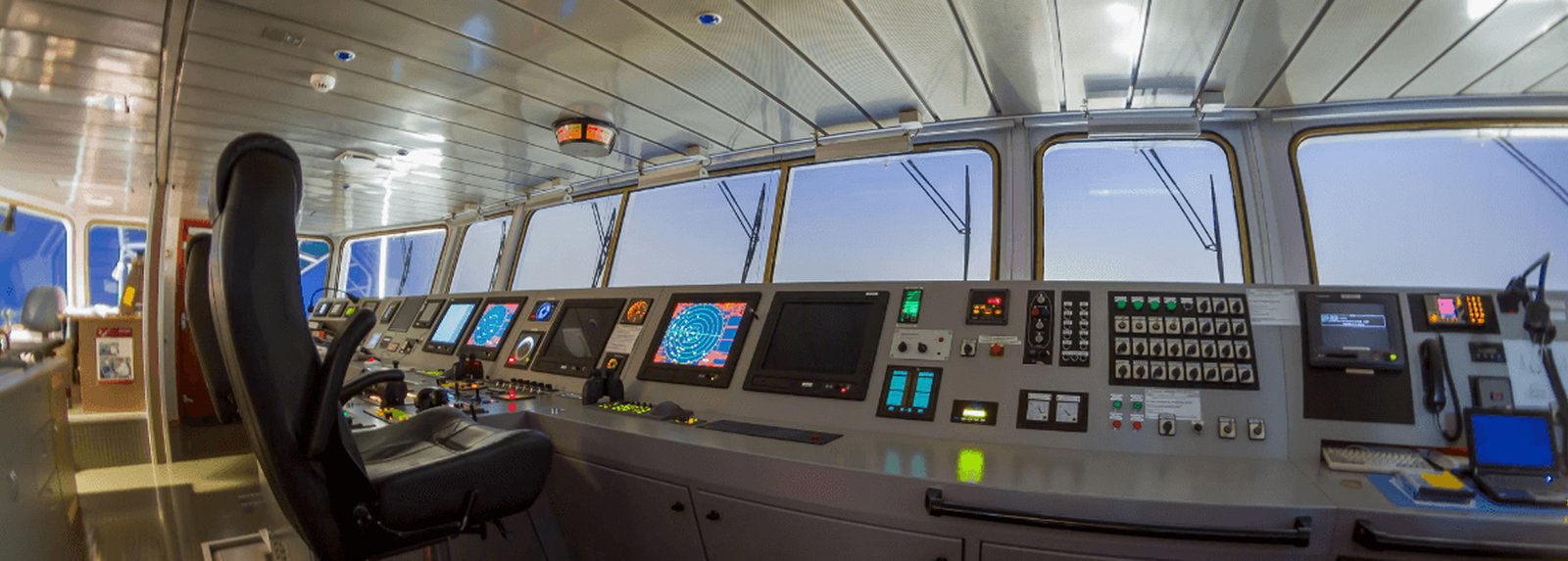 Officers navigating from the bridge of a vessel under King Shipping Trading ship management